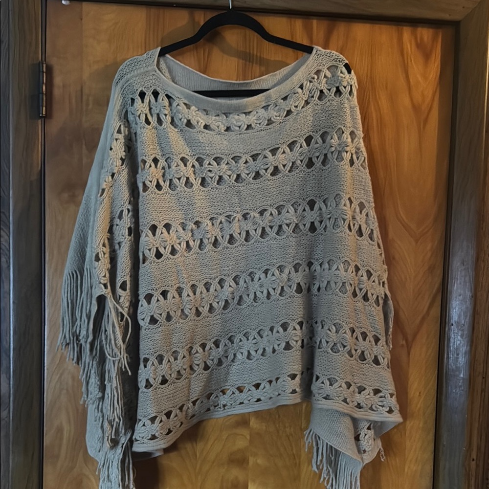 Women's Beige Knit poncho